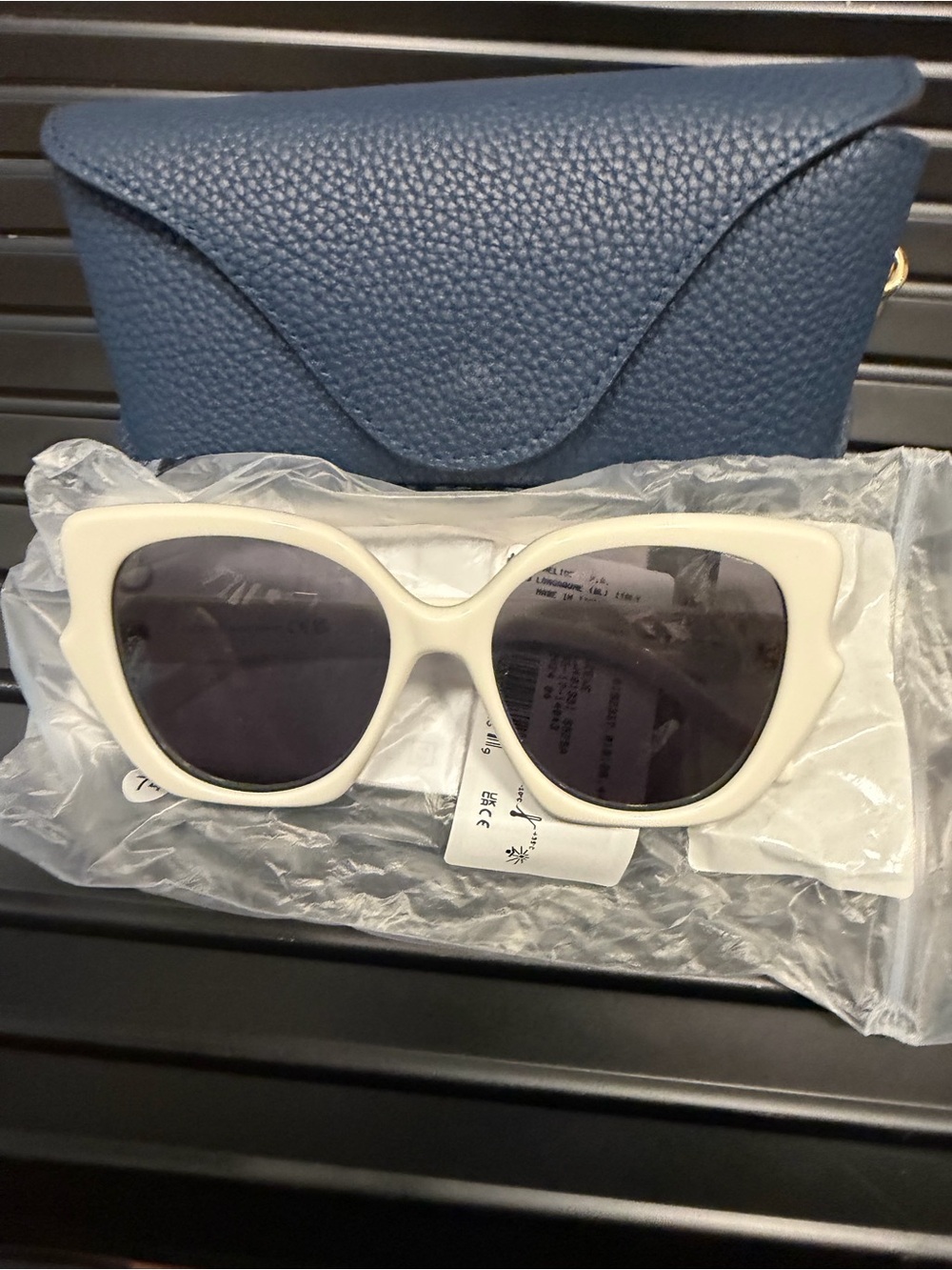 Loewe White Cat-Eye Sunglasses with Navy Case - Women